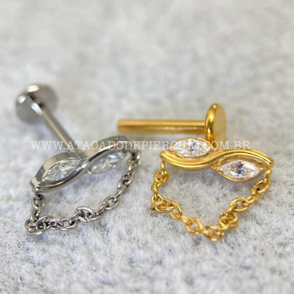 Labret Rosca Interna Titânio Infinito Zircônias Corrente - Imagem 1