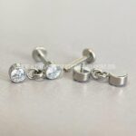 Labret Rosca Interna Titânio Pingente Zircônias - Imagem 3