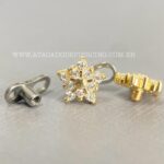 Kit Microdermal Titânio Topo Ouro 18K Flor Zircônias - Imagem 2