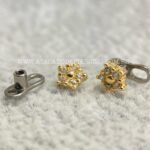 Kit Microdermal Titânio Topo Ouro 18K Flor Sakura Zircônias - Imagem 4