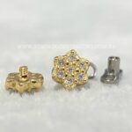 Kit Microdermal Titânio Topo Ouro 18K Flor Zircônias - Imagem 3