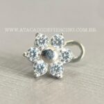 Kit Microdermal Titânio Topo Ouro 18K Branco Flor Zircônias - Imagem 3
