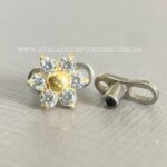 Kit Microdermal Titânio Topo Ouro 18K Flor Zircônias - Imagem 2