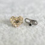 Kit Microdermal Titânio Topo Ouro 18K Coração Vazado Zircônias