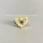 Kit Microdermal Titânio Topo Ouro 18K Coração Vazado Zircônias - Imagem 3