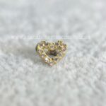 Kit Microdermal Titânio Topo Ouro 18K Coração Vazado Zircônias - Imagem 2