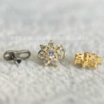 Kit Microdermal Titânio Topo Ouro 18K Flor Zircônias