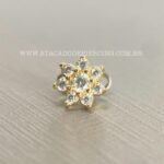 Kit Microdermal Titânio Topo Ouro 18K Flor Zircônias - Imagem 4
