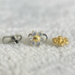 Kit Microdermal Titânio Topo Ouro 18K Flor Zircônias
