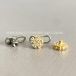 Kit Microdermal Titânio Topo Ouro 18K Flor Floco de Neve Zircônias - Imagem 3
