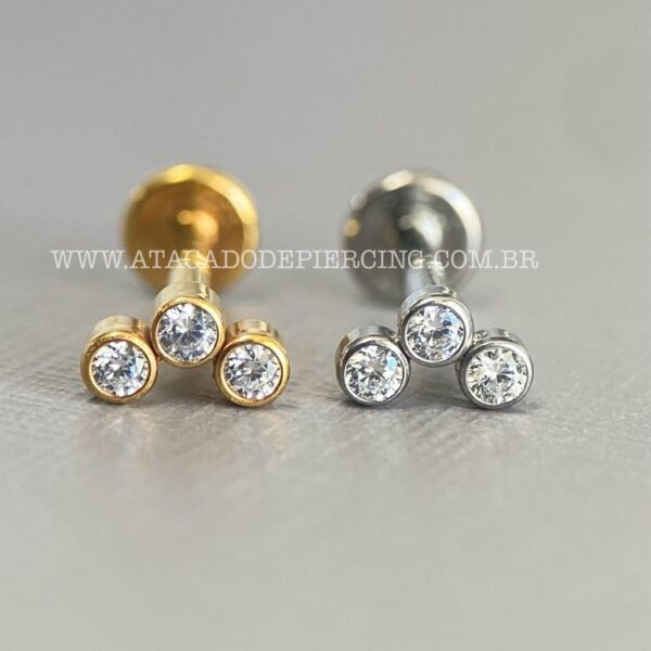 Labret Aço Rosca Interna Zircônias - Imagem 3