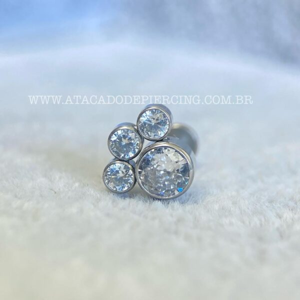 Labret Aço Rosca Interna Zircônias - Imagem 2