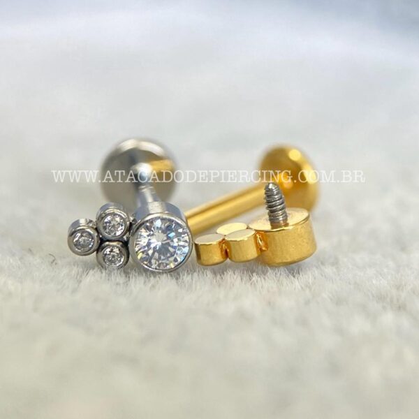 Labret Aço Rosca Interna Zircônias - Imagem 3