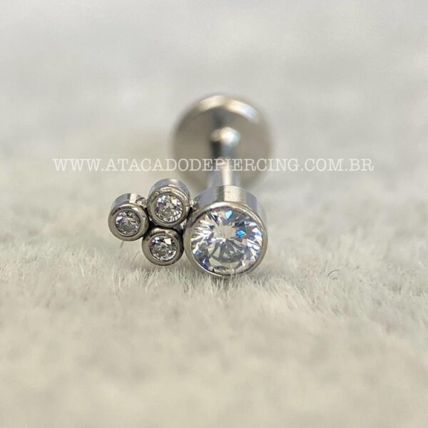 Labret Aço Rosca Interna Zircônias - Imagem 4