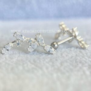 Minibarbell Prata 925 Ramo Zircônias