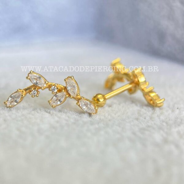 Minibarbell Prata 925 Ramo Zircônias - Imagem 6