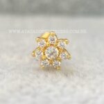 Minibarbell Prata 925 Flor Zircônias - Imagem 4