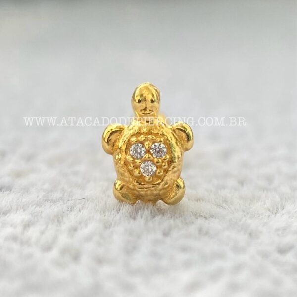Minibarbell Prata 925 Tartaruga Zircônias - Imagem 4