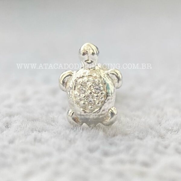 Minibarbell Prata 925 Tartaruga Zircônias - Imagem 3