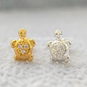 Minibarbell Prata 925 Tartaruga Zircônias