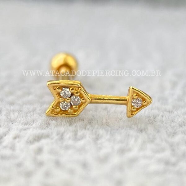 Minibarbell Prata 925 Flecha Zircônias - Imagem 4