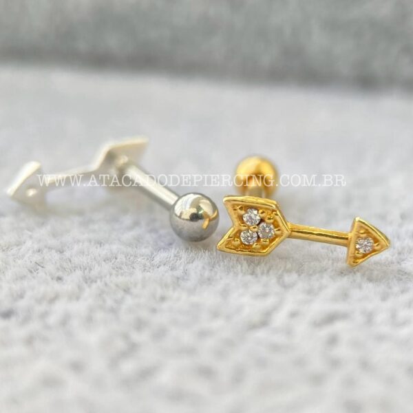 Minibarbell Prata 925 Flecha Zircônias - Imagem 2