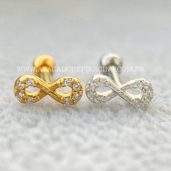 Minibarbell Prata 925 Infinito Zircônias - Imagem 1