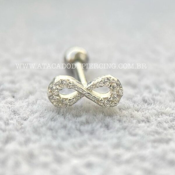 Minibarbell Prata 925 Infinito Zircônias - Imagem 2