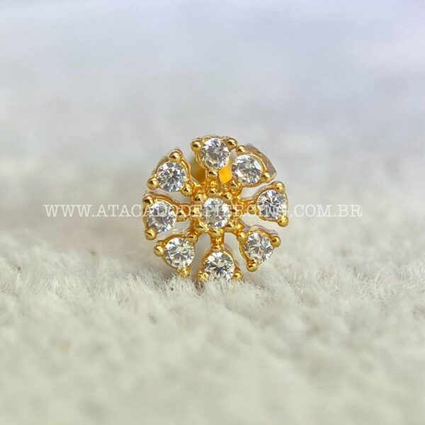 Minibarbell Prata 925 Flor Zircônias - Imagem 2