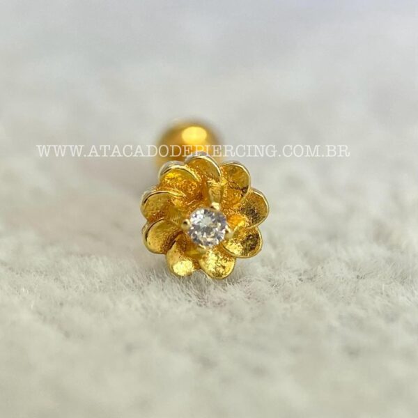 Minibarbell Prata 925 Flor Zircônias - Imagem 3