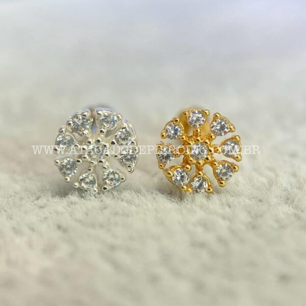 Minibarbell Prata 925 Flor Zircônias - Imagem 1