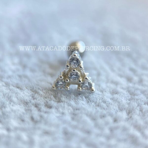 Minibarbell Prata 925 Zircônias - Imagem 2