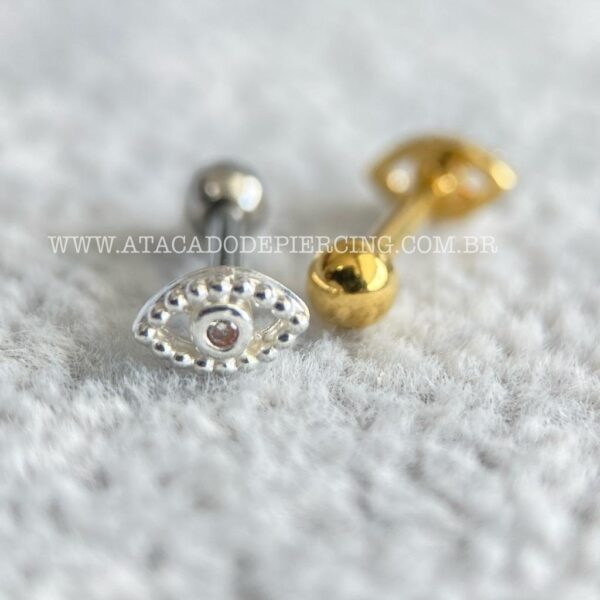 Minibarbell Prata 925 Olho Zircônia - Imagem 5