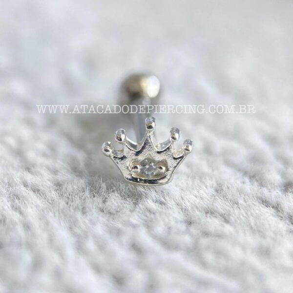 Minibarbell Prata 925 Coroa Zircônias - Imagem 5