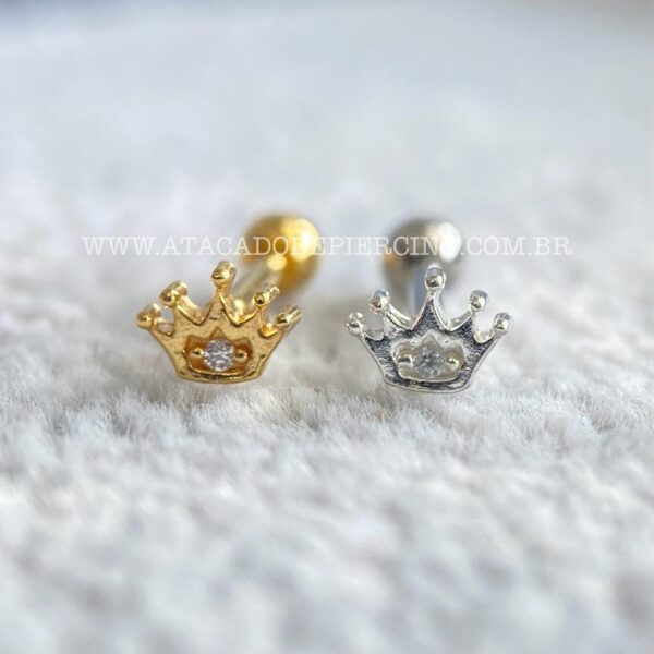 Minibarbell Prata 925 Coroa Zircônias - Imagem 1