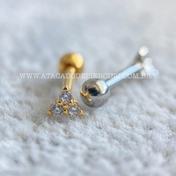 Minibarbell Prata 925 Trinity Zircônias - Imagem 4