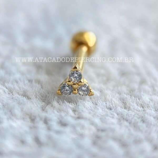 Minibarbell Prata 925 Trinity Zircônias - Imagem 3