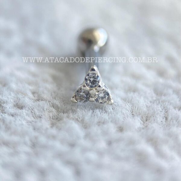 Minibarbell Prata 925 Trinity Zircônias - Imagem 2