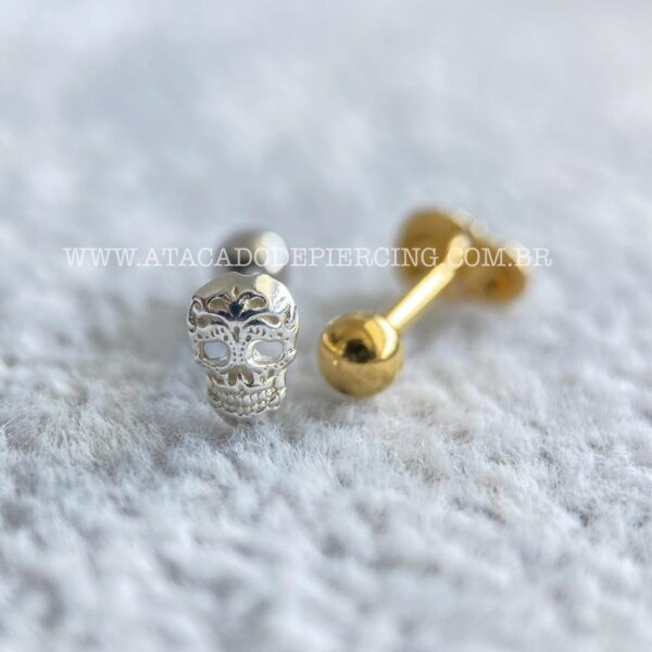 Minibarbell Prata 925 Caveira - Imagem 4