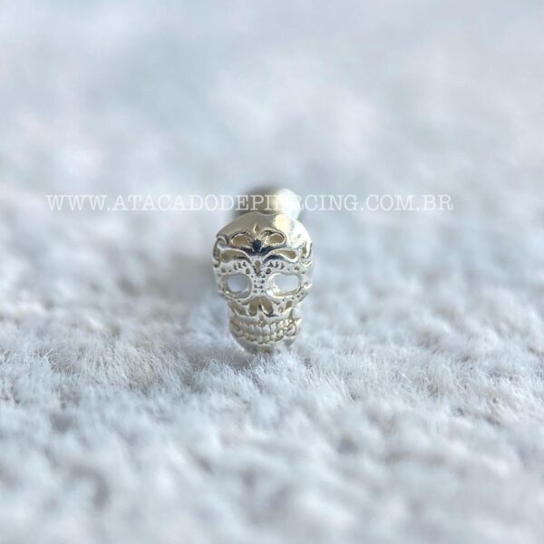 Minibarbell Prata 925 Caveira - Imagem 2