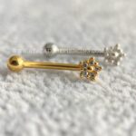Minibarbell Curvo Prata 925 Flor Zircônias - Imagem 3