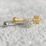 Minibarbell Curvo Prata 925 Flor Zircônias - Imagem 6