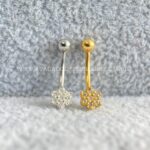 Minibarbell Curvo Prata 925 Flor Zircônias - Imagem 3
