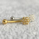Minibarbell Curvo Prata 925 Flor Zircônias - Imagem 2
