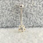 Minibarbell Curvo Prata 925 Flor Zircônia - Imagem 5