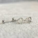 Minibarbell Curvo Prata 925 Zircônia Coração
