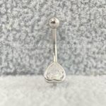 Minibarbell Curvo Prata 925 Zircônia Coração - Imagem 2