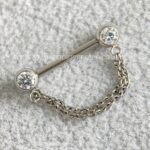 Barbell Titânio Zircônias Push-Pin com Corrente