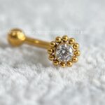 Minibarbell Curvo Titânio Rosca Interna Flor Zircônia - Imagem 2