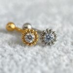 Minibarbell Curvo Titânio Rosca Interna Flor Zircônia
